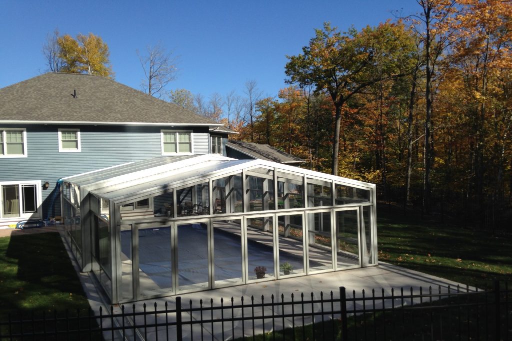DynaDome Custom Residential Retractable Enclosure – Pool - Marquette, MI